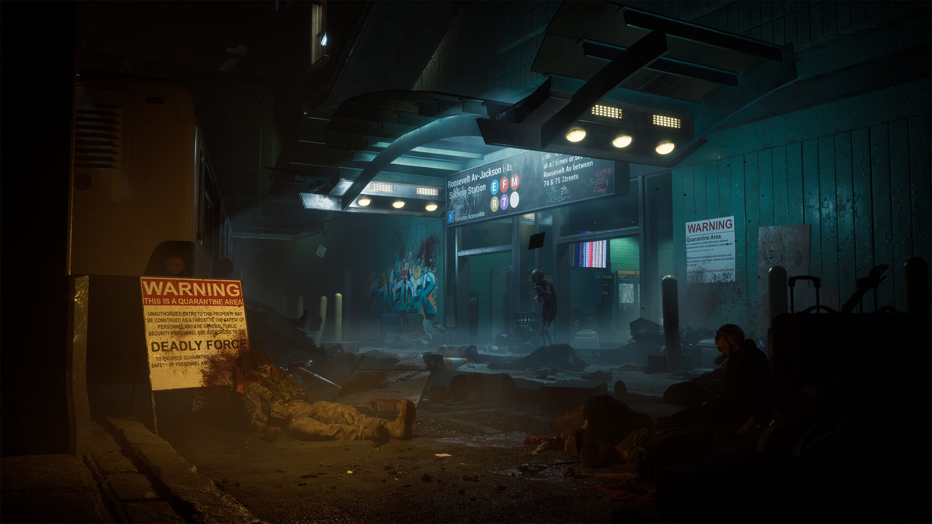 Broadway subway platform during the outbreak